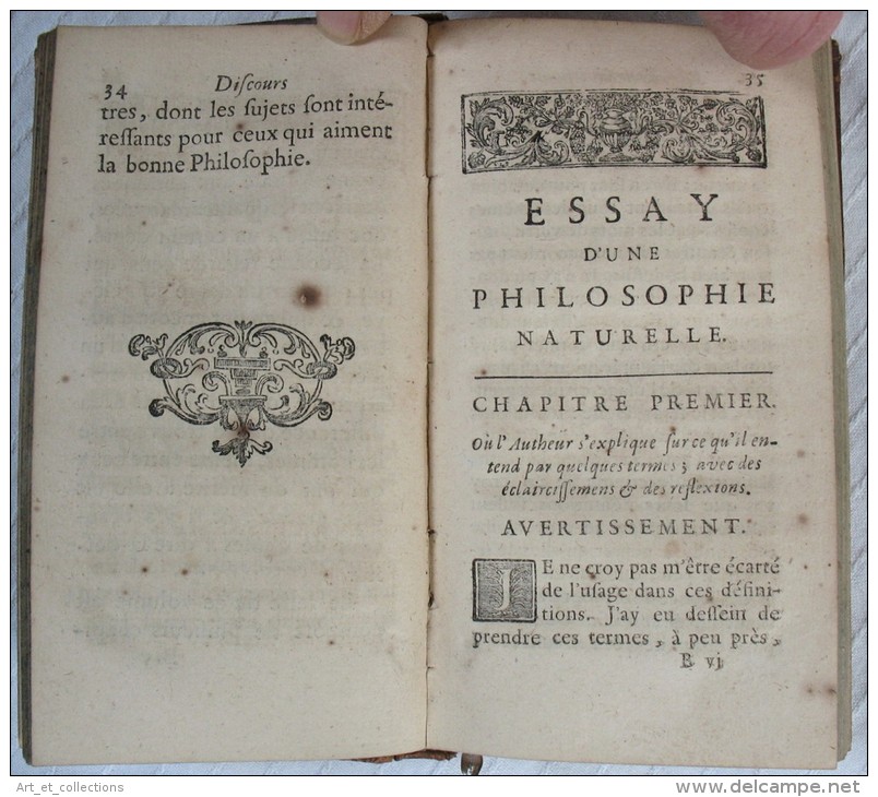 Essay D’une Philosophie Naturelle / Abbé Desfourneaux / Pierre Prault éditeur En 1724 - 1701-1800