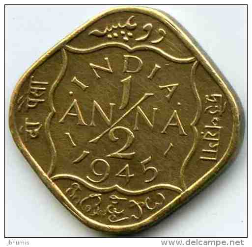 Inde India 1/2 Anna 1945 C KM 534b.2 - India