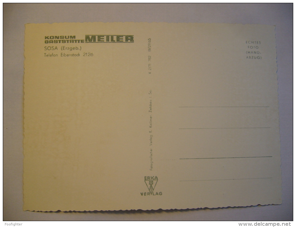 Germany: SOSA (Erzgeb.) Konsum-Gaststätte "Meiler" - Interieur  - 1965 Unused - Sosa