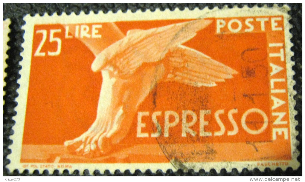 Italy 1945 Express Mail Winged Foot Of Mercury 25L - Used - Afgestempeld