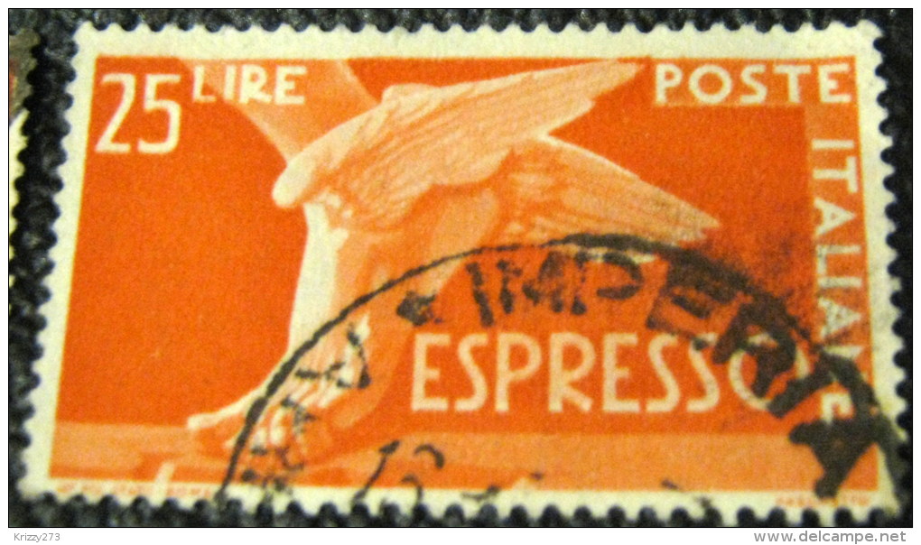 Italy 1945 Express Mail Winged Foot Of Mercury 25L - Used - Afgestempeld