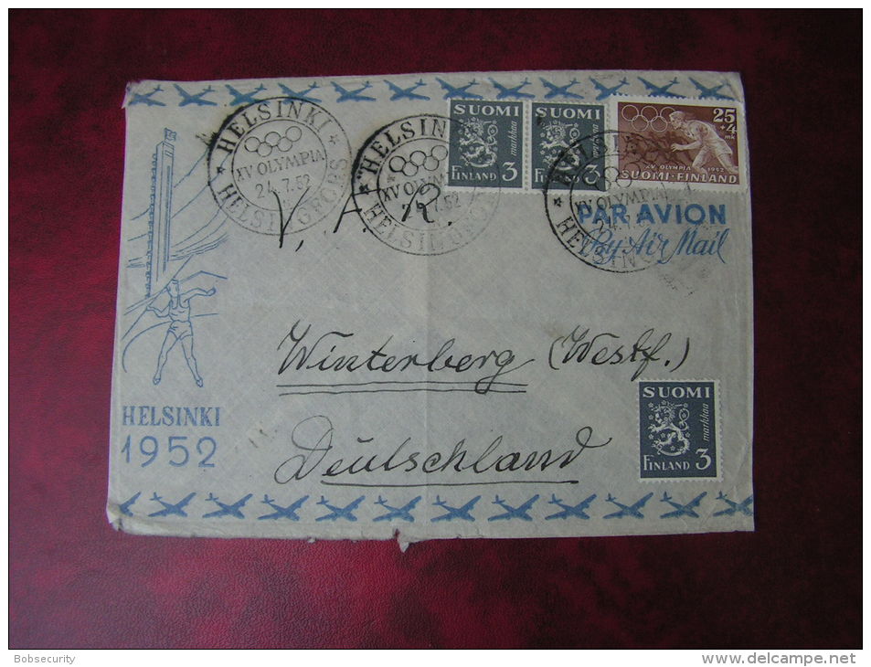 == Finland SST Olympiade 1952  Brief  Helsinki   Bug Not Perfect - Lettres & Documents