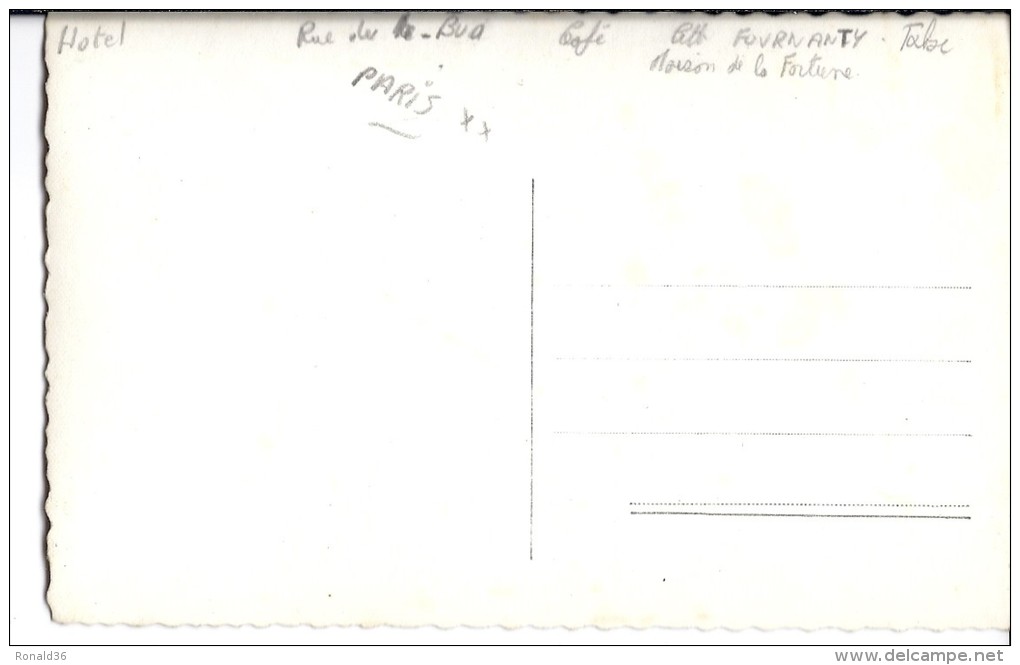 Cpp 75 PARIS Rue De LE-BUA ( à Confirmer ) Hotel Café  Loterie Nationale 1/10  11F ETB FOURNANTY Maison De La Fortune - Distrito: 20