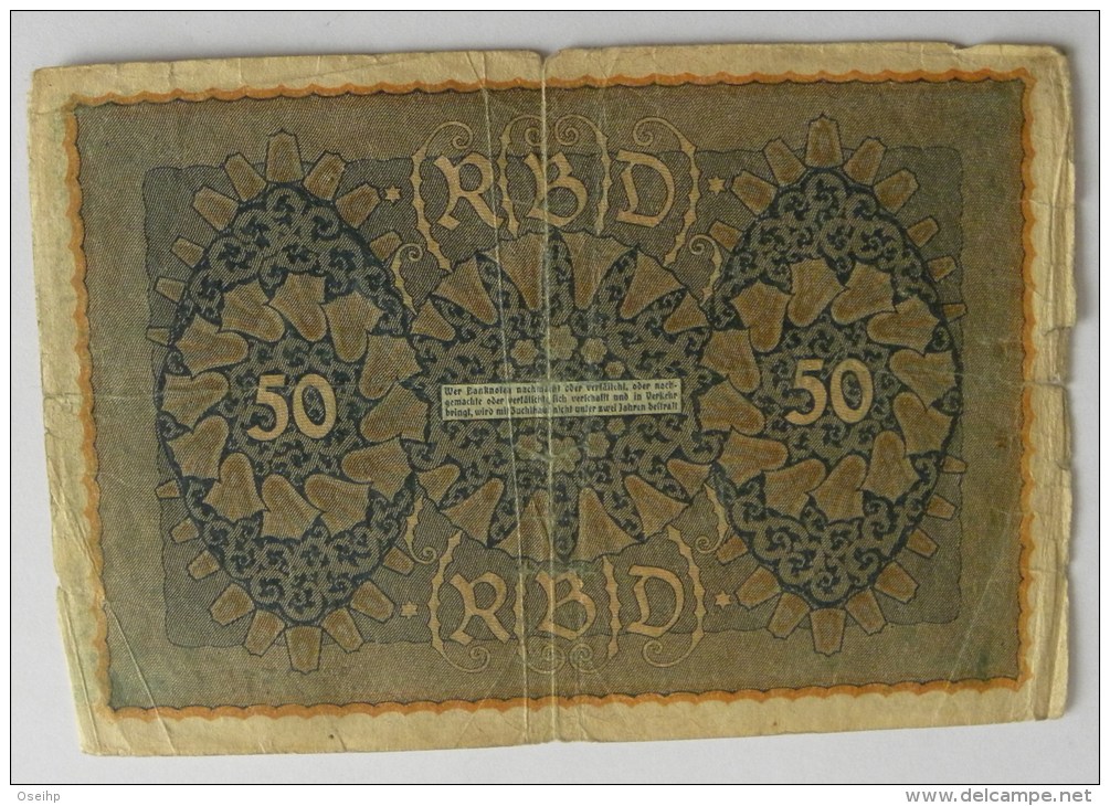 Billet  50 Reichbanknote Fünfzig Mark 24 Juni 1919 - RBD - 50 Mark