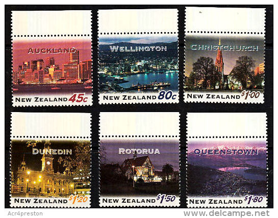 C0165 NEW ZEALAND 1995, SG 1855-60 NZ Cities At Night,  MNH - Unused Stamps