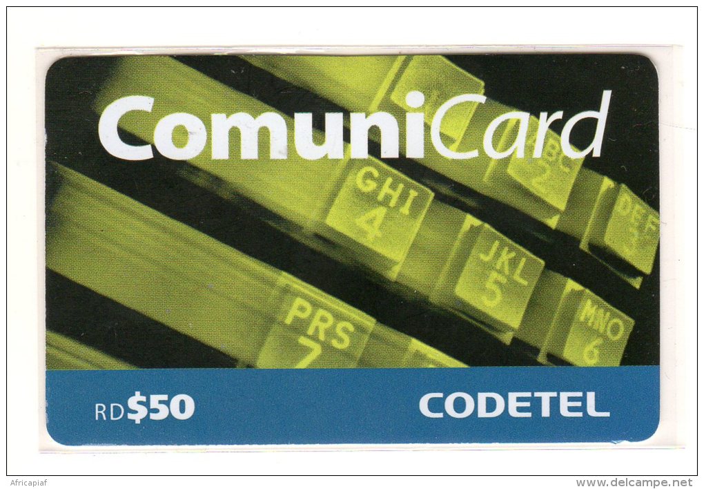 REPUBLIQUE DOMINICAINE CARAIBES PREPAYEE 50$ COMMUNICARD CODETEL - Dominik. Republik