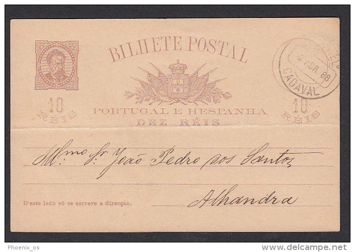 PORTUGAL E HASPANHA - Cadaval, Post Card. Year 1888 - Lettres & Documents