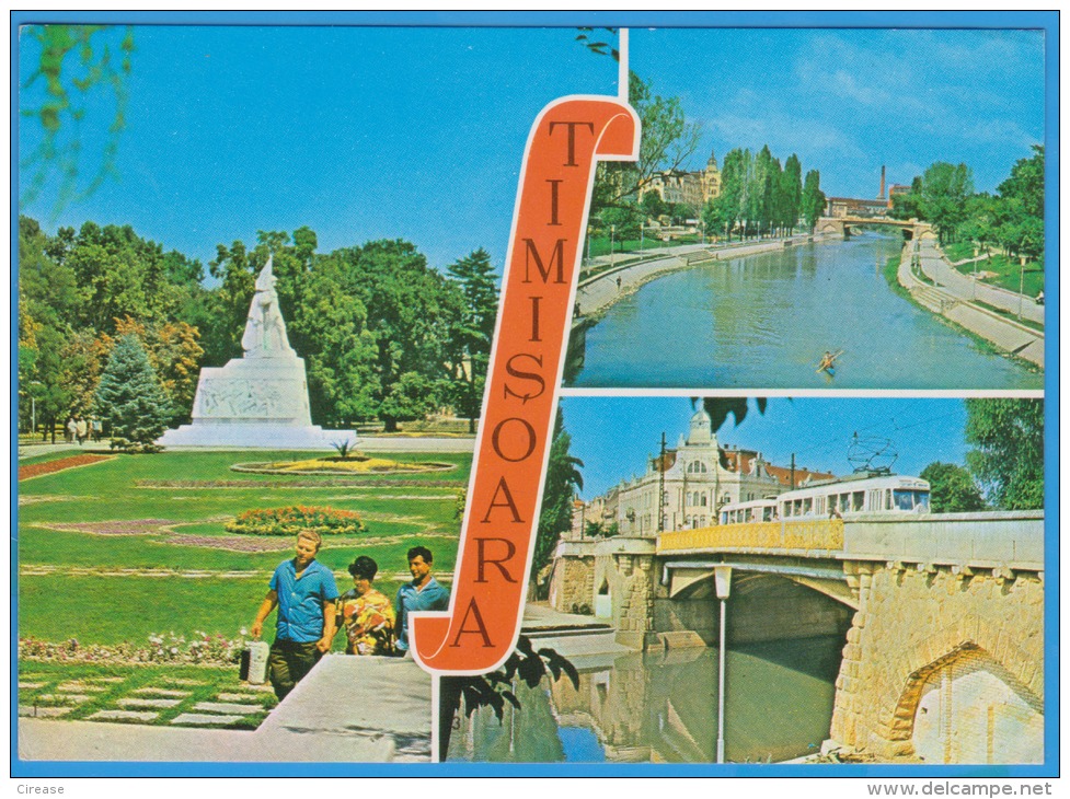 Timisoara, Tram, Tramways, Bridge, Kayak Romania Postal Stationery Postcard 1974 - Tram