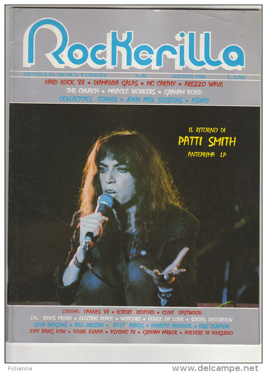 RA#34#56 MENSILE ROCK N.94/1988 ROCKERILLA - PATTI SMITH/THE SLITS/MC.CARTHY/DIAMANDA GALAS/THE CHURCH/MIRACLE WORKERS - Música