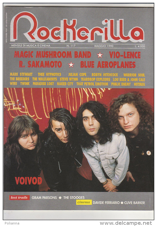 RA#34#69 MENSILE ROCK N.117/1990 ROCKERILLA - VOIVOD/MAGIC MUSHROOM BAND/BLUE AEROPLANES/RYUICHI SAKAMOTO - Música