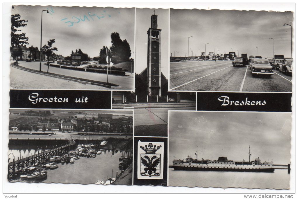 CP, PAYS-BAS, ZEELAND, BRESKENS, Multivues, Voyagé En 1961 - Breskens