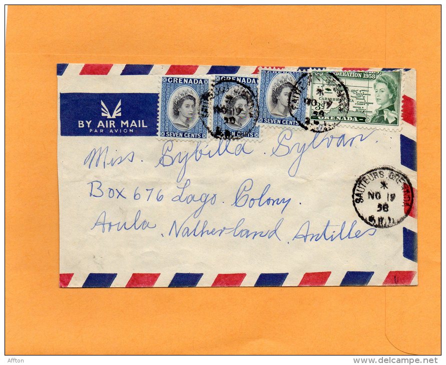 Grenada 1958 Cover Mailed To Aruba - Grenada (...-1974)