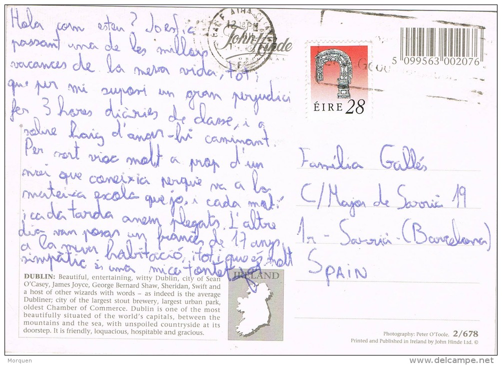 6695. Postal  DUBLIN (Irlanda) 1993. Vista - Briefe U. Dokumente