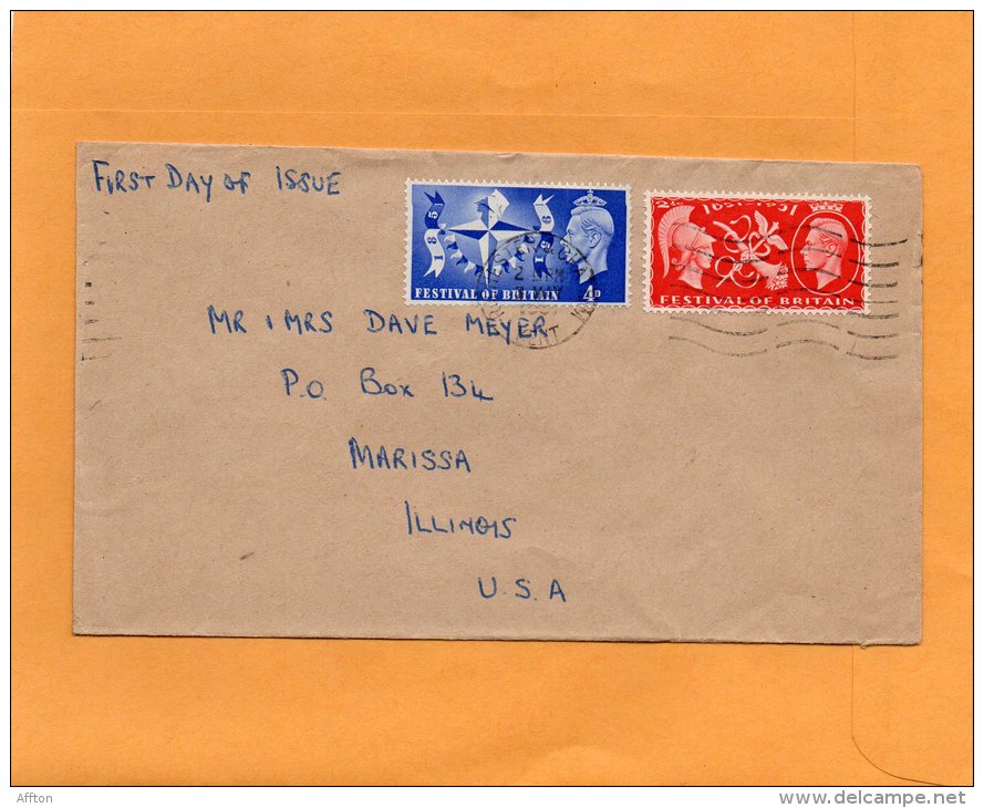 United Kingdom 1951 FDC Mailed To USA - ....-1951 Pre Elizabeth II