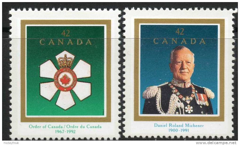 Canada 1992 - 25th Anniv Of Order Of Canada & Michener Commemoration SG1519-1520 MNH Cat £2.80 SG2015 - Unused Stamps