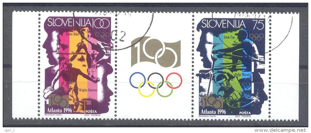 Slovenia Slovenie Slowenien 1996: Mi 151-2 Olympic Games Atlanta Olympische Spiele; Used; Rowing Kayak High Jump Hurdler - Summer 1996: Atlanta