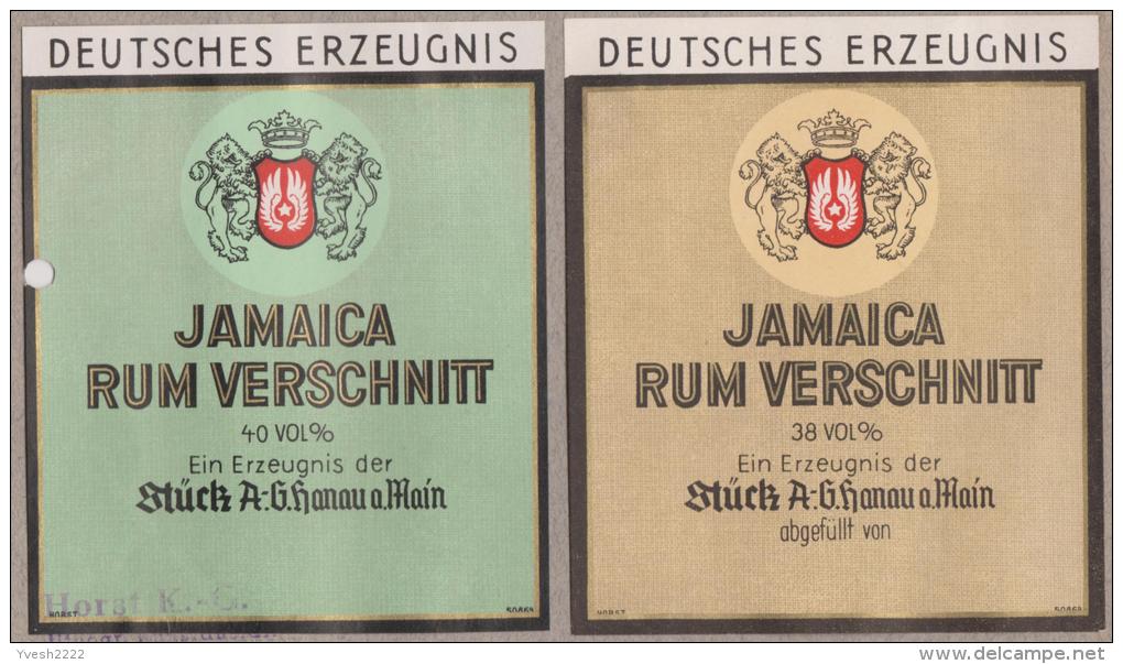 Jamaique. 2 étiquettes De 1935 Environ "Rum Verschnitt". Bouteilles De Rhum, Vendues En Allemagne - Spirits