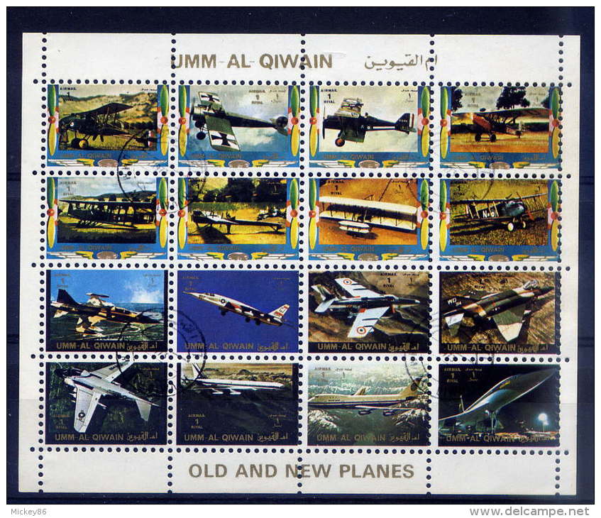 UMM AL QIWAIN--Feuillet De 16 Timbres--avions---- - Umm Al-Qiwain