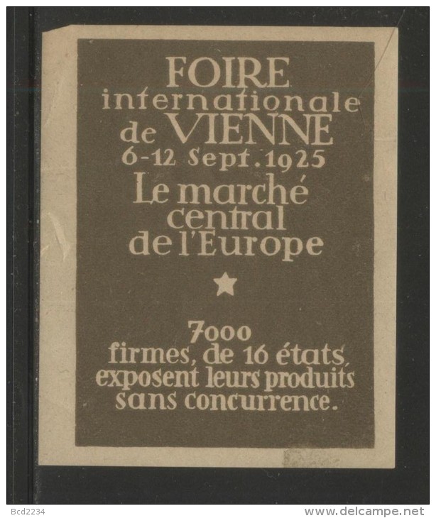 AUSTRIA 1925 INTERNATIONAL AUTUMN FAIR FRENCH LANGUAGE NHM POSTER STAMP CINDERELLA ERINOPHILATELIE - Timbres Personnalisés