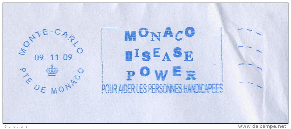 MONACO Postage Meter Disease Power 2009 AIDE PERSONNES HANDICATEES HANDICAP Disability Behinderung - Machines à Affranchir (EMA)