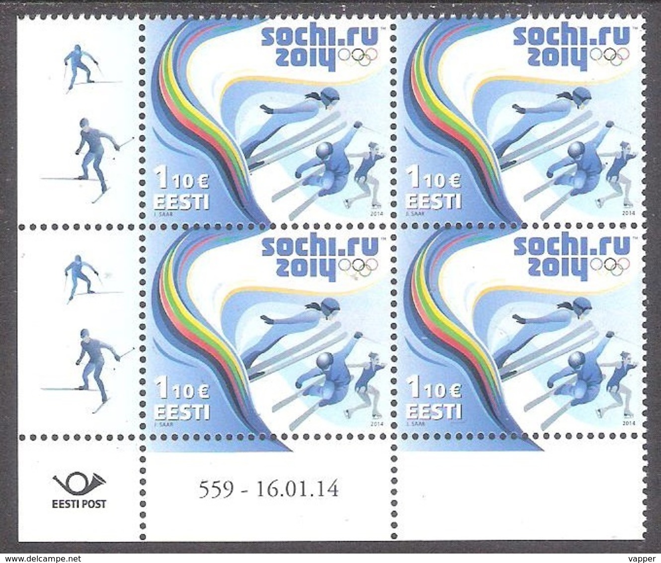 Olympic Estonia 2014 MNH Stamp  Block Of 4 Winter Olympic Games In Sochi Mi 782 - Invierno 2014: Sotchi