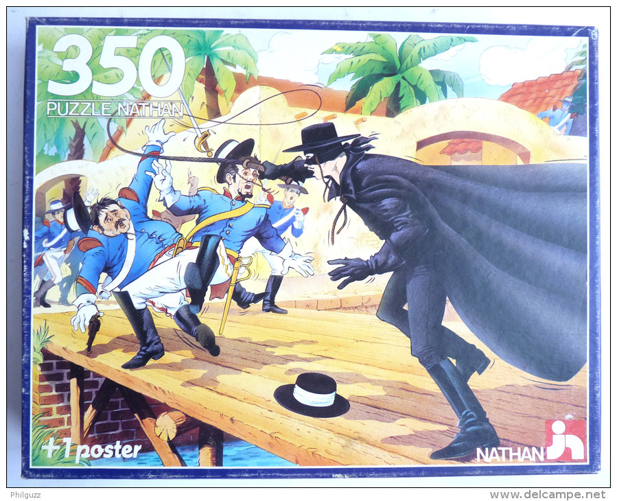 Puzzle NATHAN 350 Pièces 1986 - ZORRO -  INCOMPLET Manque 1 Pièce AVEC POSTER - Puzzles