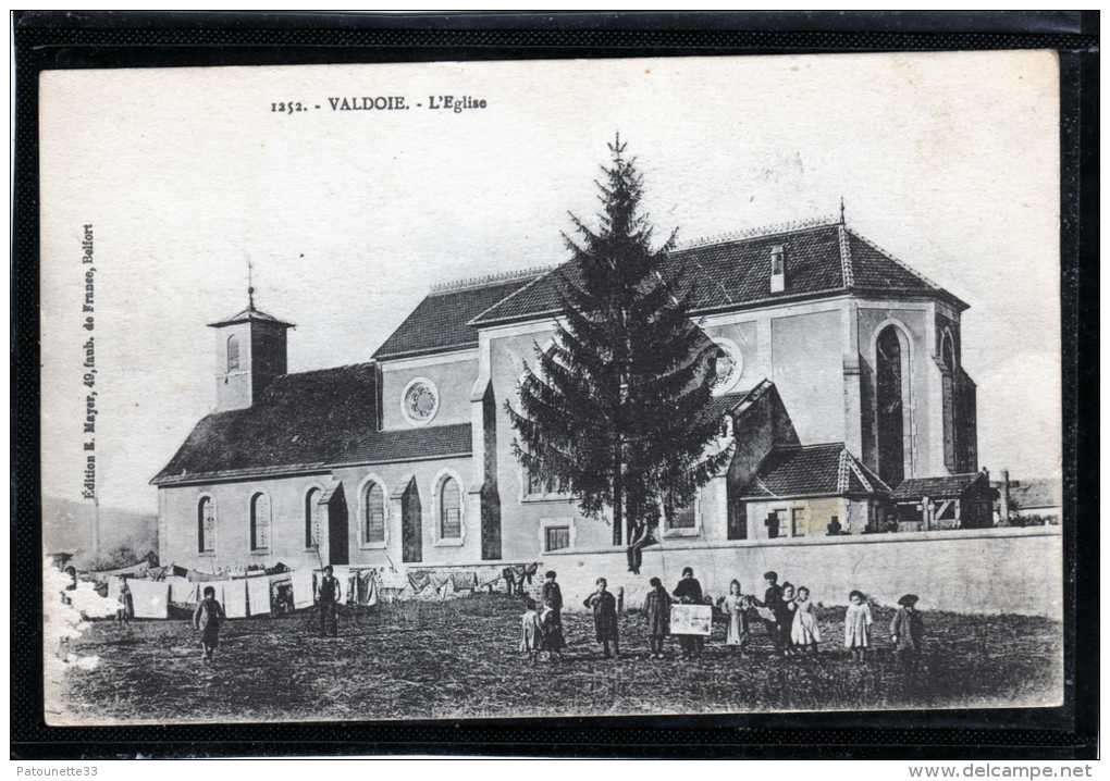 90 VALDOIE L' EGLISE ANIMEE ENFANTS LAVEUSES LINGE AU SECHAGE - Valdoie