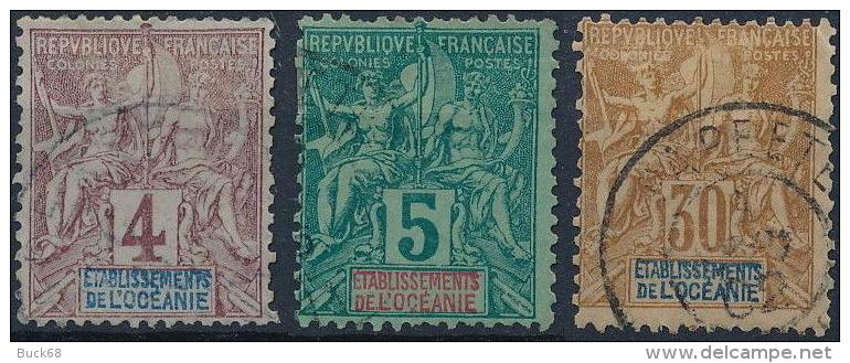 Etablissement Français De L'OCEANIE Poste   4 5 9 (o) Type Groupe 1892 [ColCla] (CV 42 €) - Used Stamps