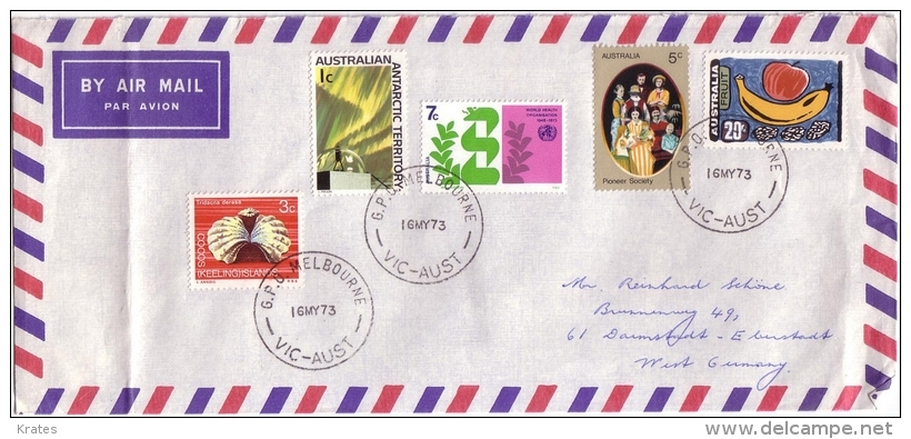 Old Letter - Australia, Mix Franking (Australia-Cocos Islands, Australian Ant. Ter.) - Covers & Documents