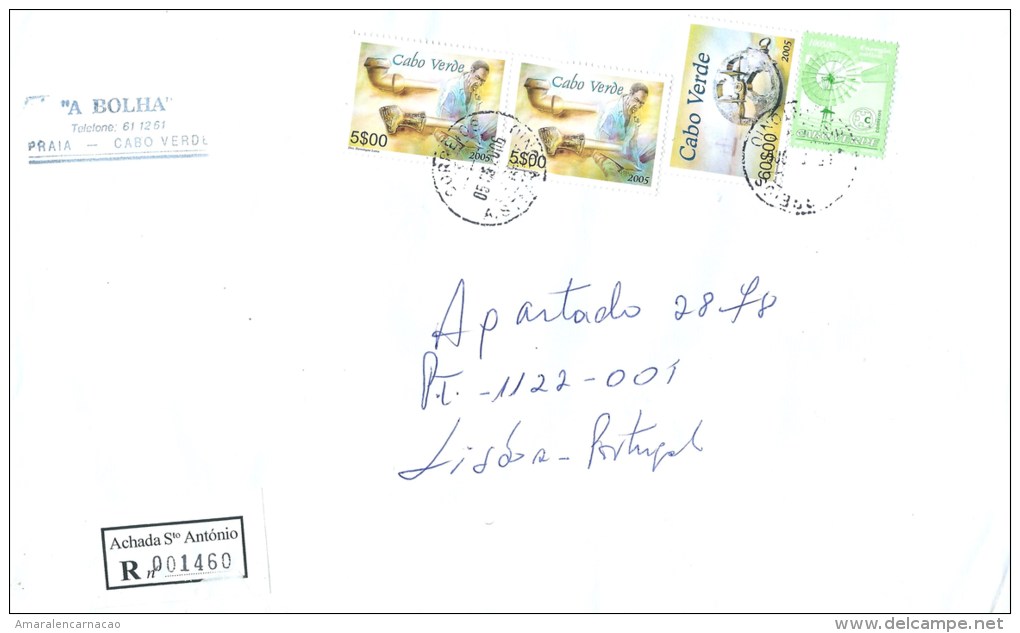 TIMBRES - STAMPS - LETTRE RECOMMANDÉ - CAP VERT / CAPE VERDE- PATRIMOINE SUBAQUATIQUE (ASTROLABE E AUTRES PARTIER) -RARE - Cape Verde