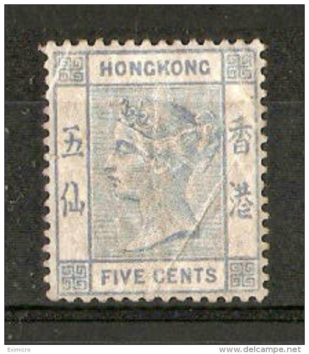 HONG KONG 1882 - 1896 5c PALE BLUE SG 35 MINT NO GUM WATERMARK CROWN CA Cat £42 - Unused Stamps