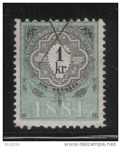 AUSTRIA ALLEGORIES 1881 1KR REVENUE ERLER 185 RARER COMPOUND PERF 10.00 X 12.00 - Fiscale Zegels