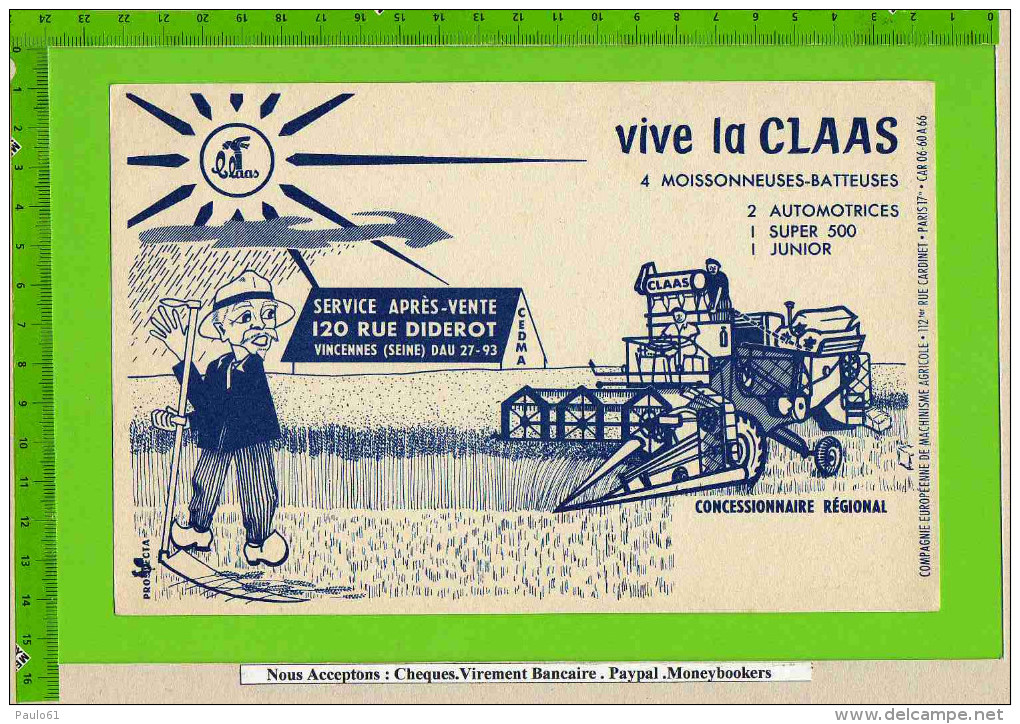 BUVARD : Vive La CLAAS  Moissoneuse Batteuse - Landbouw