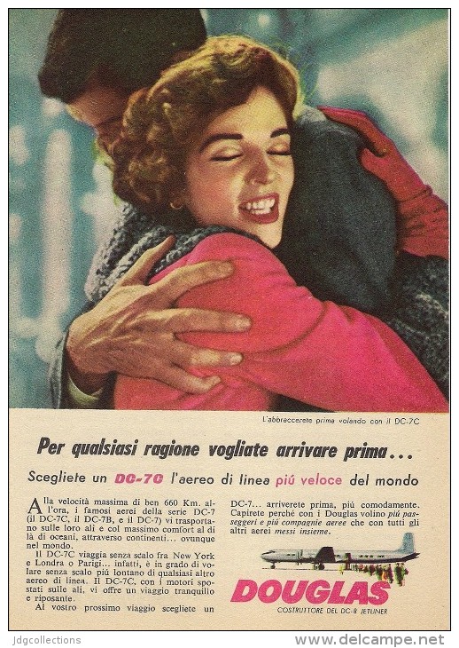 # DC DOUGLAS 1960s Italy Advert Publicitè Publicidad Reklame Airlines Airways Aviation Airplane Family Love - Advertisements