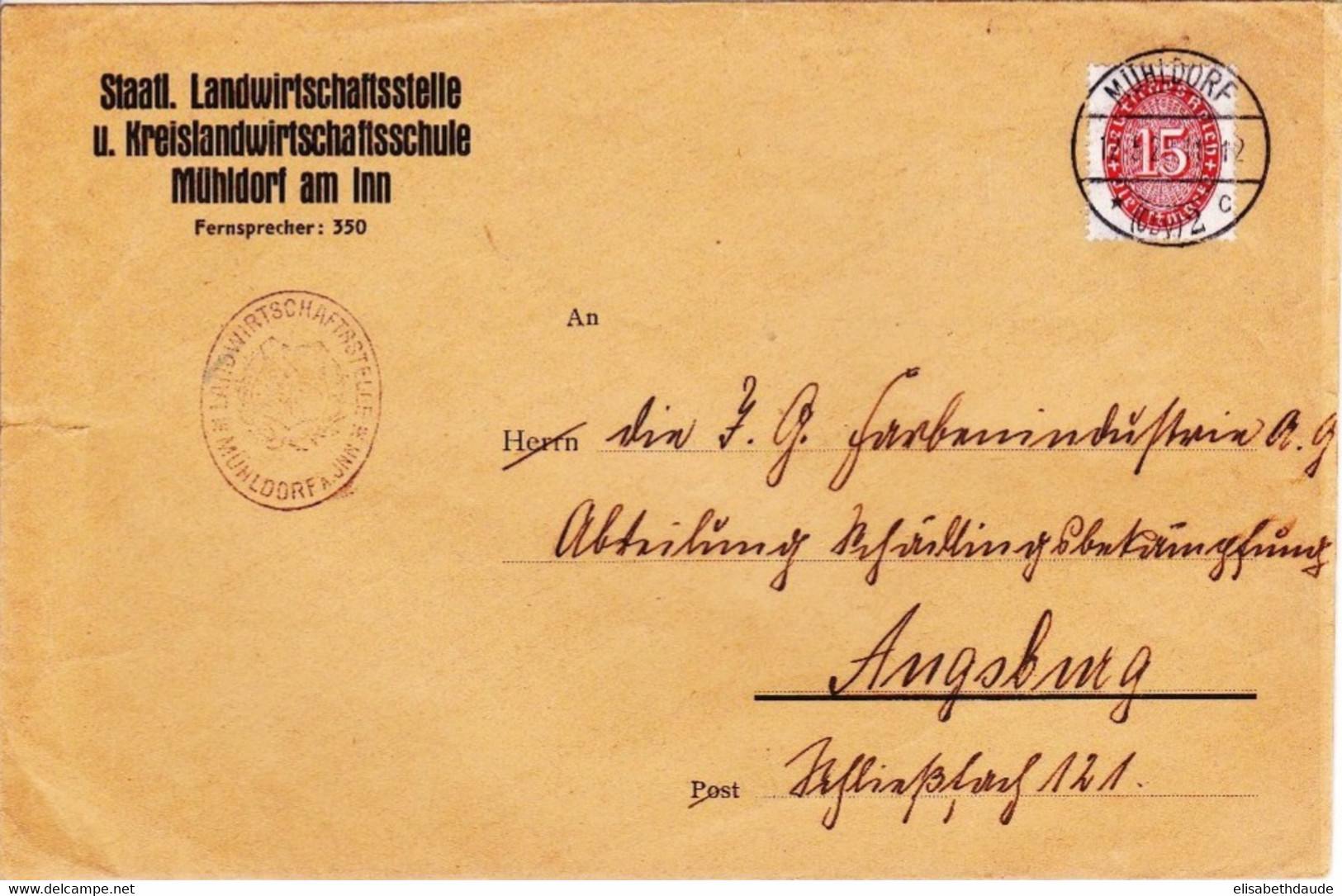 WEIMAR - 1928 - ENVELOPPE De SERVICE (DIENST) De MÜHLDORF Am INN - Dienstmarken