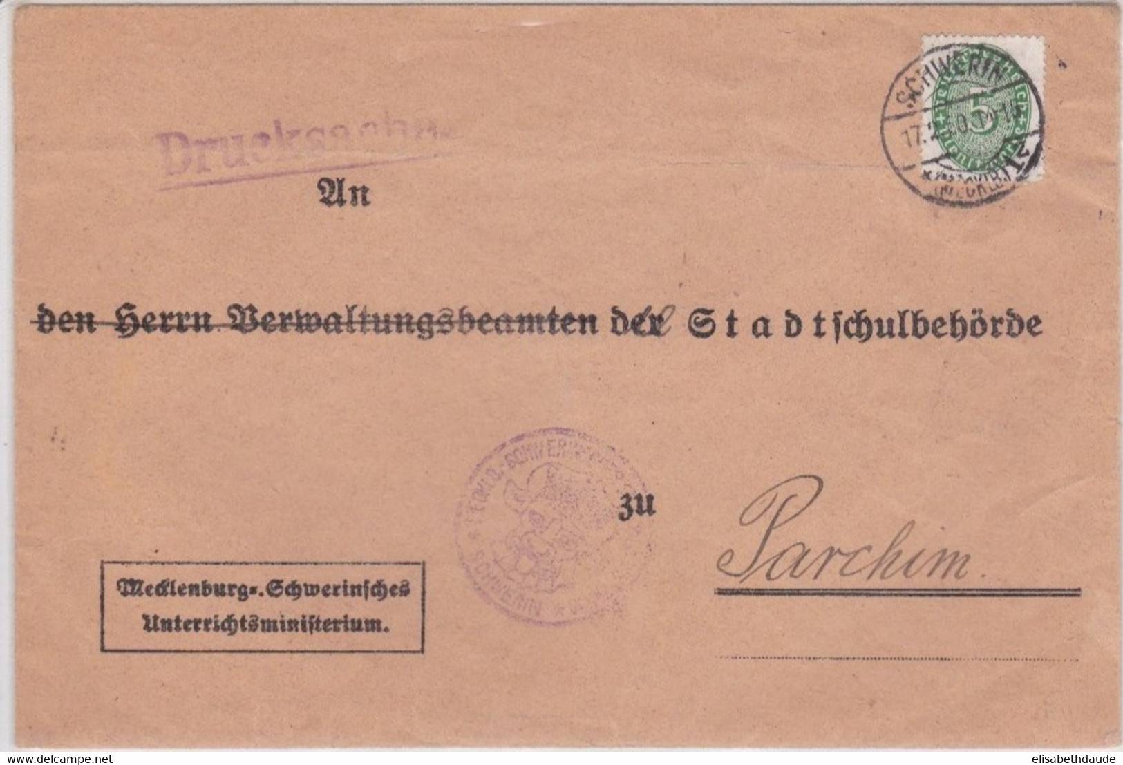 MECKLENBURG - 1930 - ENVELOPPE De SERVICE De SCHWERIN - Dienstmarken