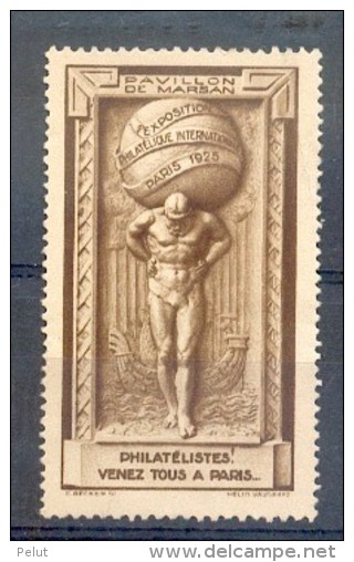 Vignette Officielle Exposition Philatélique Internationale 1925 - Pavillon De Marsan (N° YT 7) - Philatelic Fairs