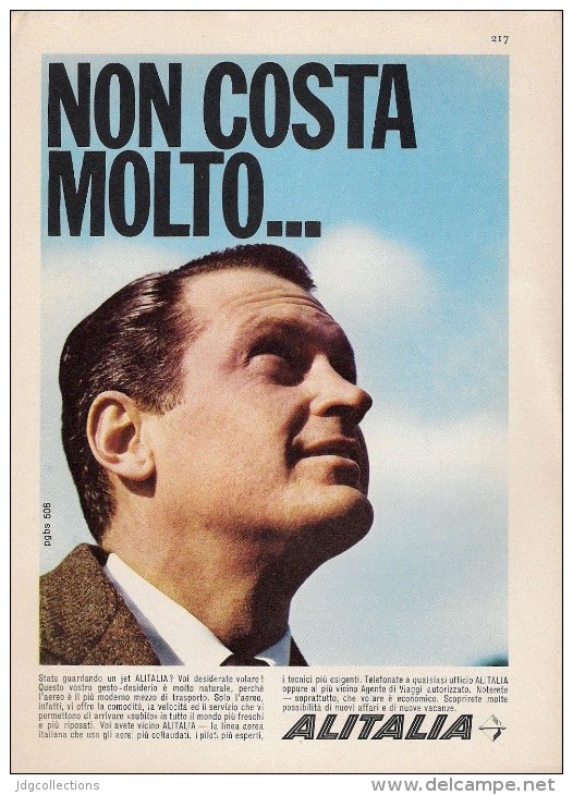 # ALITALIA 1950s Italy Advert Pub Pubblicità Reklame Airlines Airways Aviation Airplane Aereo Avion - Publicités