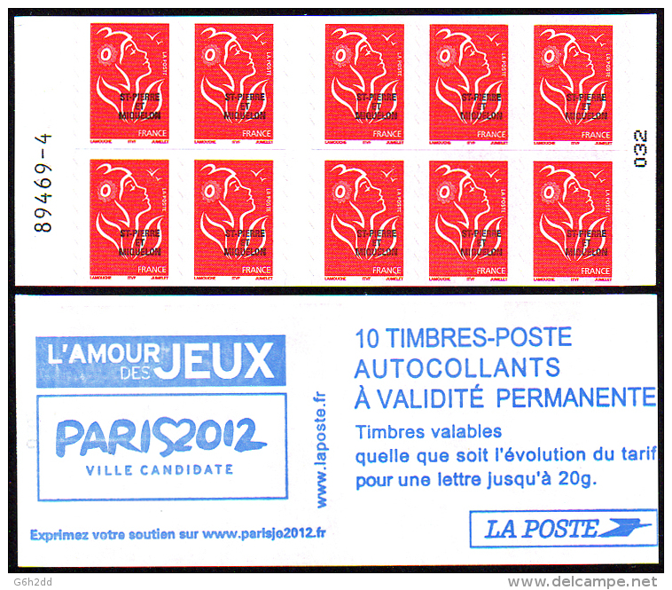 C62 - Carnet Lamouche N° 3744-C1, Nappe 4, Surchargé ST-PIERRE ET MIQUELON, + Petites Taches De Phosphore. - Booklets