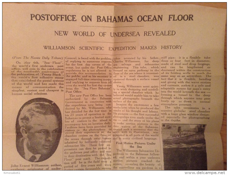 Bahamas,1940 Undersea Post Office FDC With Original Poster - 1859-1963 Crown Colony