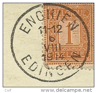 108 Op Kaart Met Cirkelstempel ENGHIEN / EDINGEN Op 6/08/1914 (Offensief W.O.I) - Niet-bezet Gebied