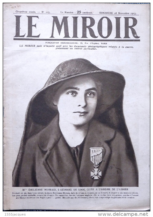 LE MIROIR N° 105 / 28-11-915 LOOS COSAQUES SERBIE POINCARÉ SOUS-MARIN TIRAILLEURS SÉNÉGALAIS VARDAR DANNEMARIE - War 1914-18