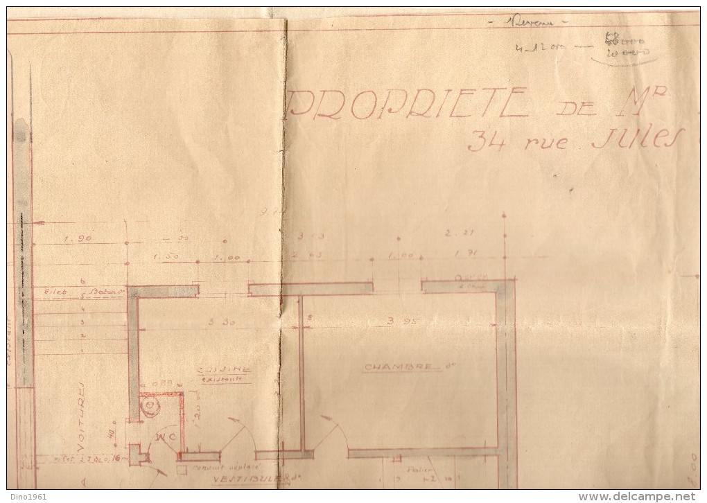 VP959 - LES LILAS -  Grand Plan ( 70 X 60 ) Propriété De Mr MELLIER / Architecte E. LEFEVRE  BAGNOLET - Architecture