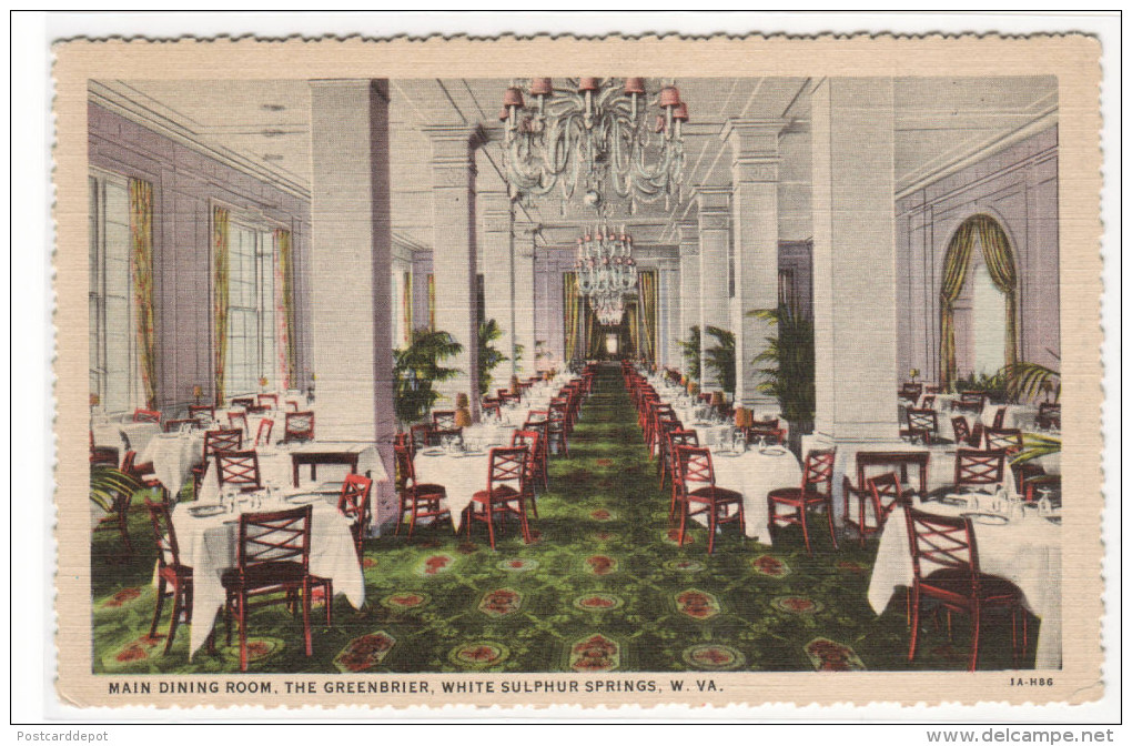 Main Dining Room The Greenbrier Hotel White Sulphur Springs WV Postcard - Wheeling