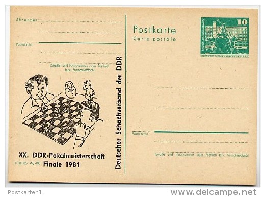 DDR P79-21-81 C154 Postkarte PRIVATER ZUDRUCK Schach Rüdersdorf 1981 - Cartoline Private - Nuovi