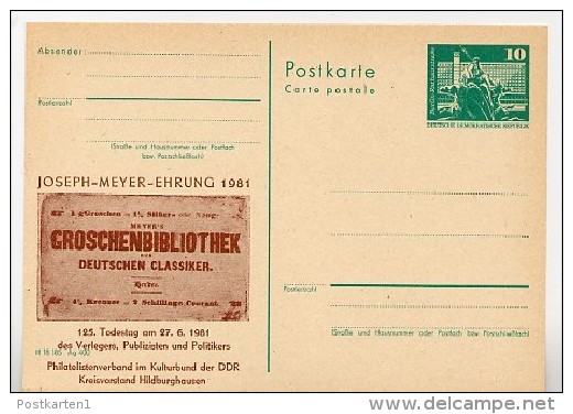 DDR P79-26-81 C159 Postkarte PRIVATER ZUDRUCK Joseph Meyer Hildburghausen 1981 - Cartoline Private - Nuovi