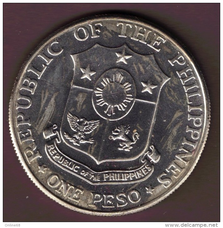 PILIPINAS 1 PESO 1967 BATAAN DAY  ARGENT Silver 0.900 KM# 195 - Filippijnen