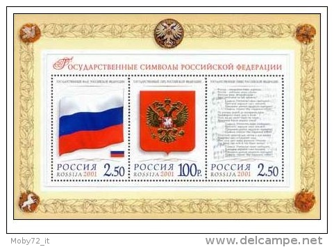 Russia - 2001 - Usato/used - Bandiere - Stampa Oro 22k Con Certificato - Mi Block 38 - Used Stamps