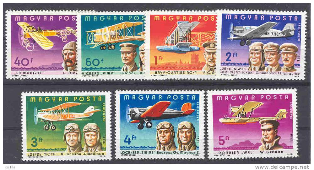 HUNGARY - 1978. AIR. Famous Aviators And Their Airplanes - MNH - Nuevos