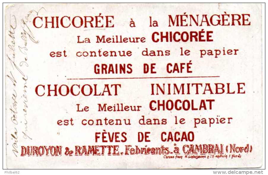 Chromo Chocolat Duroyon Et Ramette, Cambrai. Couple D´enfants Avec Perroquet. - Duroyon & Ramette